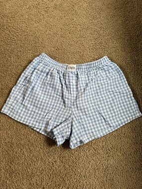 Lomon Blue Gingham Women’s Shorts